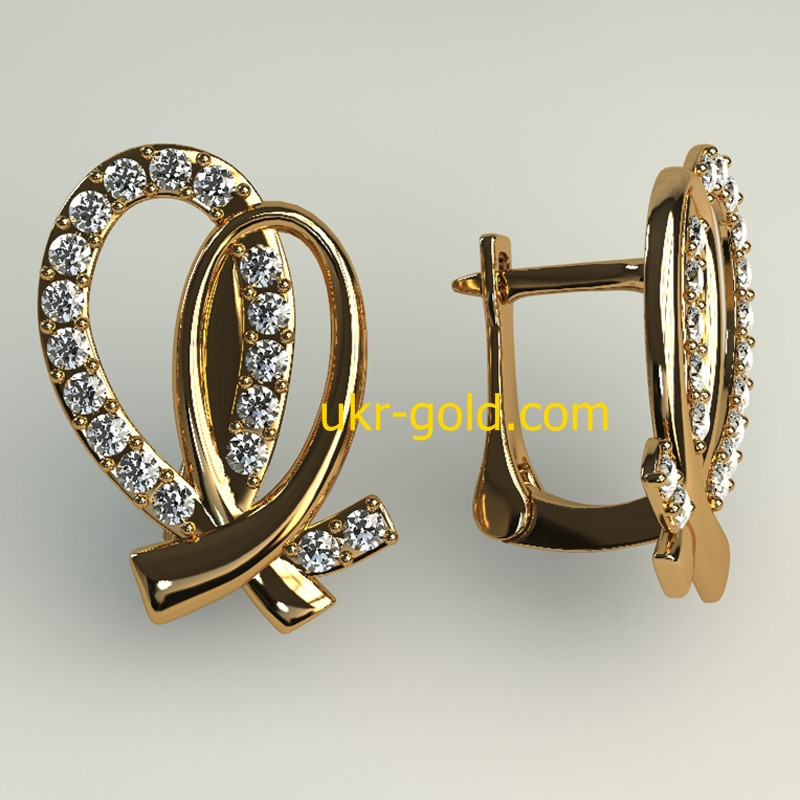 Сережки золоті з цирконієм. - Зображення 2