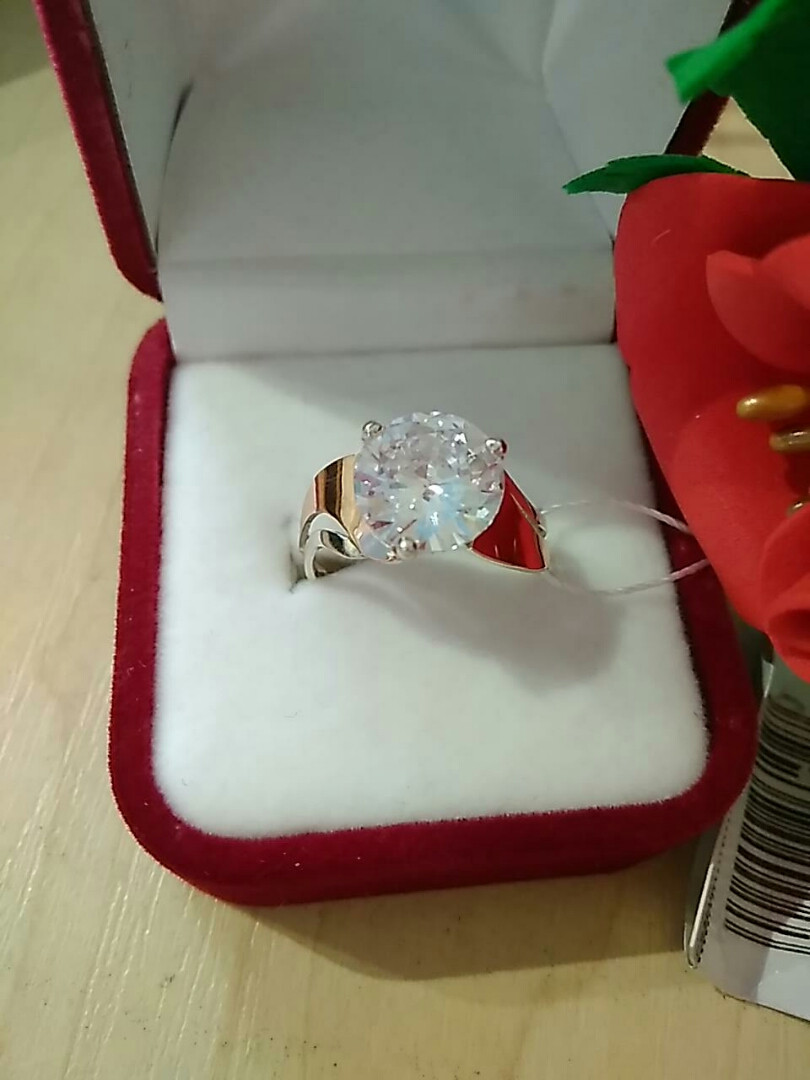 Кільце срібне 925 проби з золотими пластинами 375 проби - Зображення 2