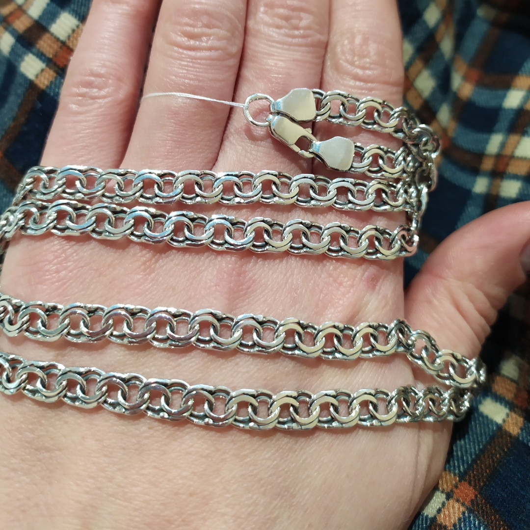 Срібний ланцюг Бісмарк 925 проби з чорнінням - Зображення 3