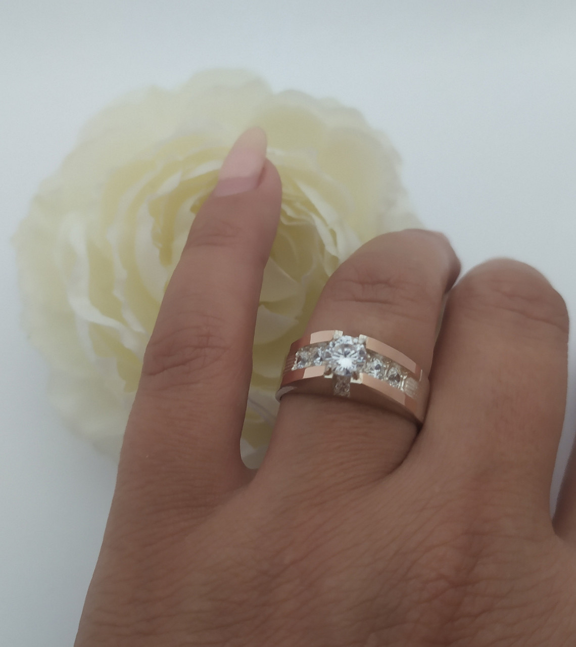 Кільце срібне 925 проби з золотими пластинами 375 проби - Зображення 3