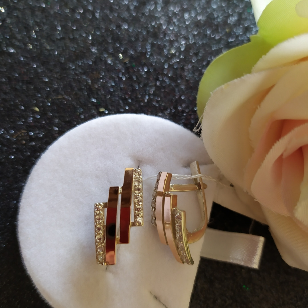 Срібні сережки з золотими пластинами 375 проби - Зображення 3