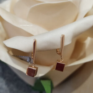 Золоті сережки висячі.Сережки без камінчиків.Красиві золоті сережки.Сережки з квадратом.