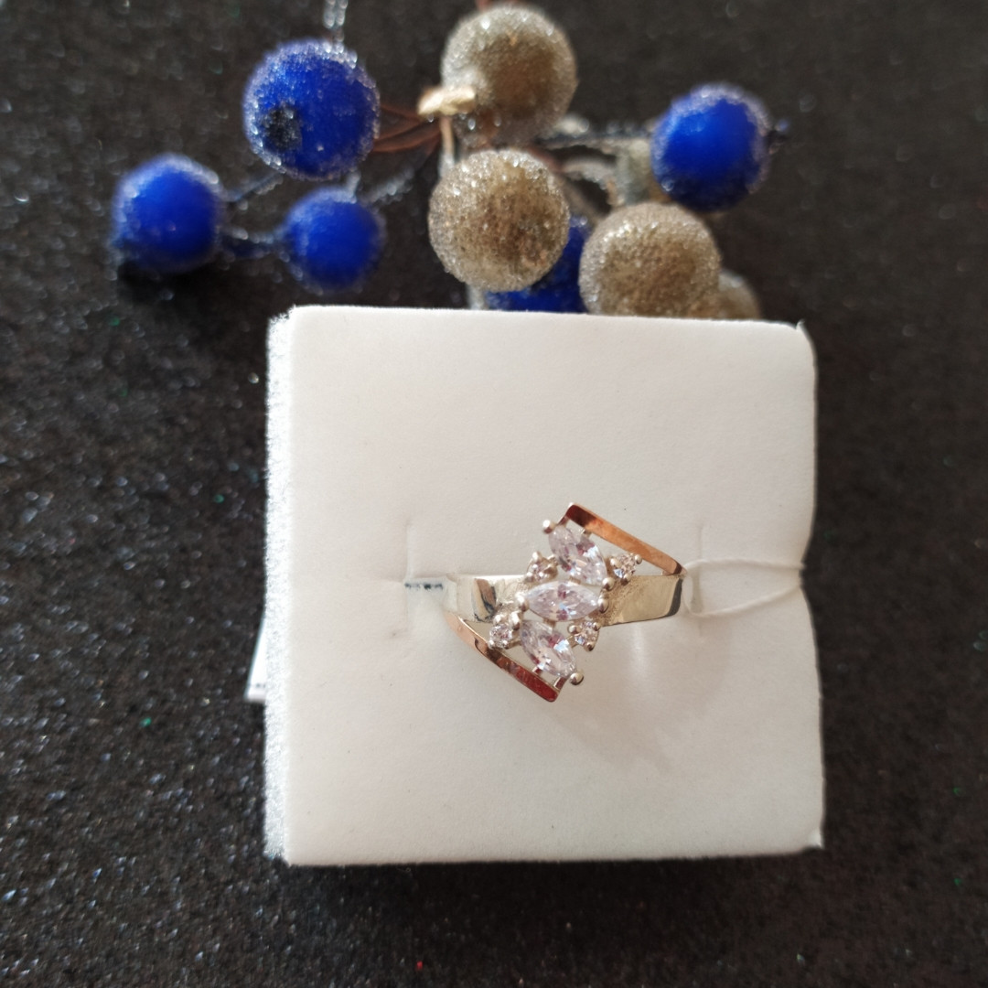 Кільце срібне з золотими пластинами