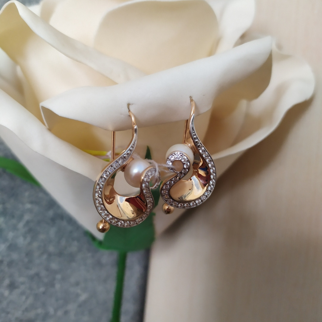 Золотые серьги жемчугом. - Зображення 2