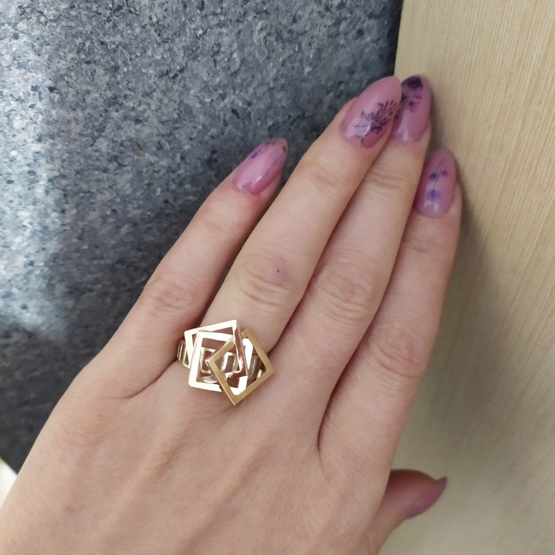 Кільце срібне з золотими пластинами - Зображення 2