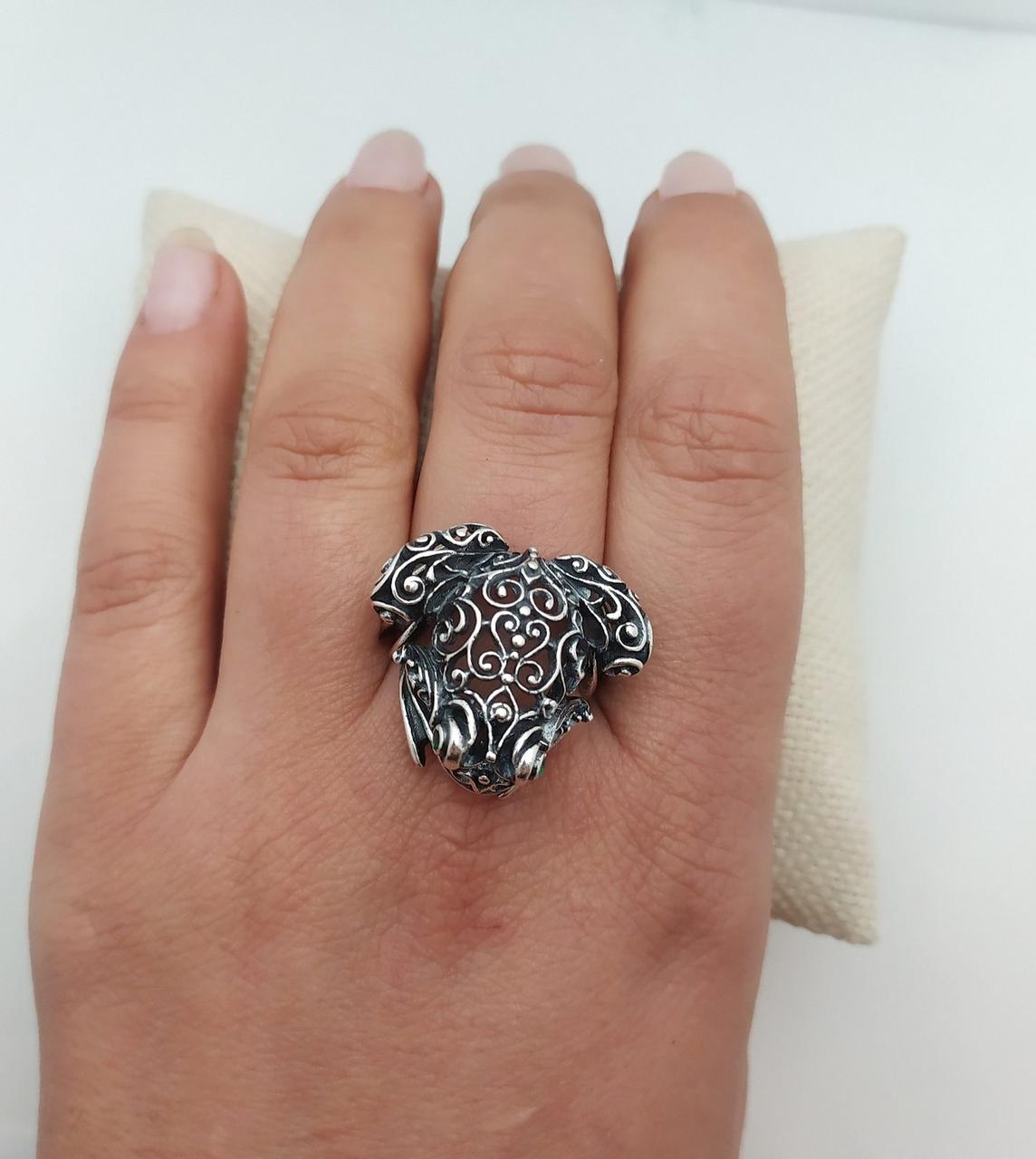 Кільце срібне 925 проби жаба - Зображення 4