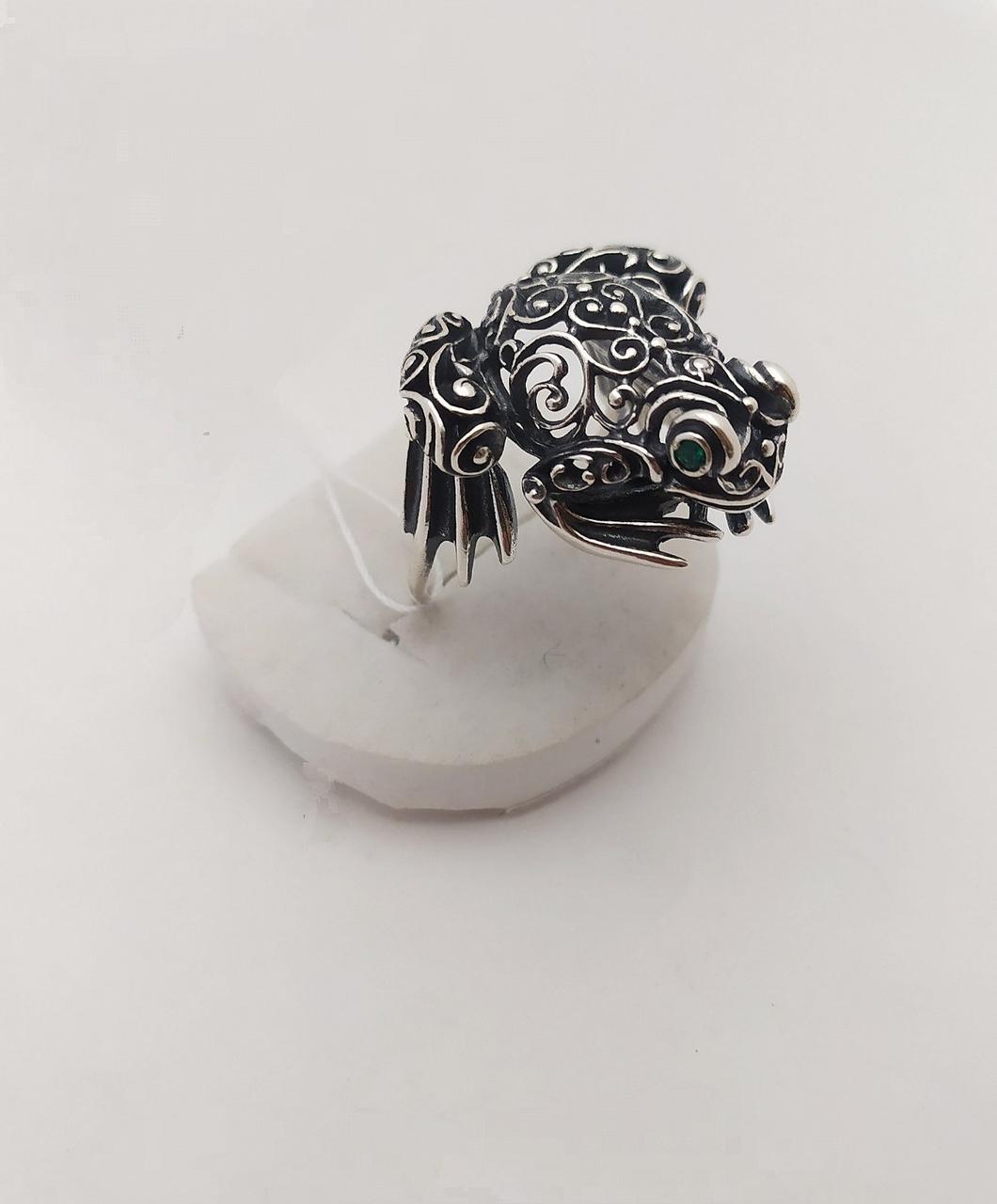 Кільце срібне 925 проби жаба