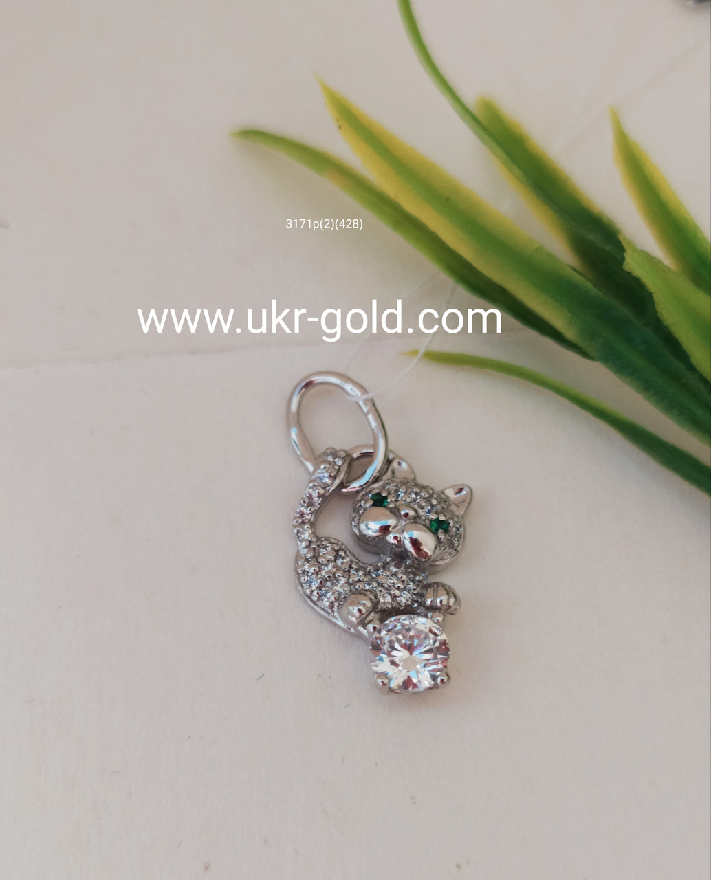 Срібний кулон кішка