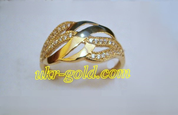 Золоте кільце c фіанітами. - Зображення 5