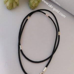 Чорний шнурок на шию з сріблом 925 проби