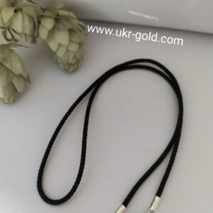 Шовковий шнурок з срібним замком 925 проби