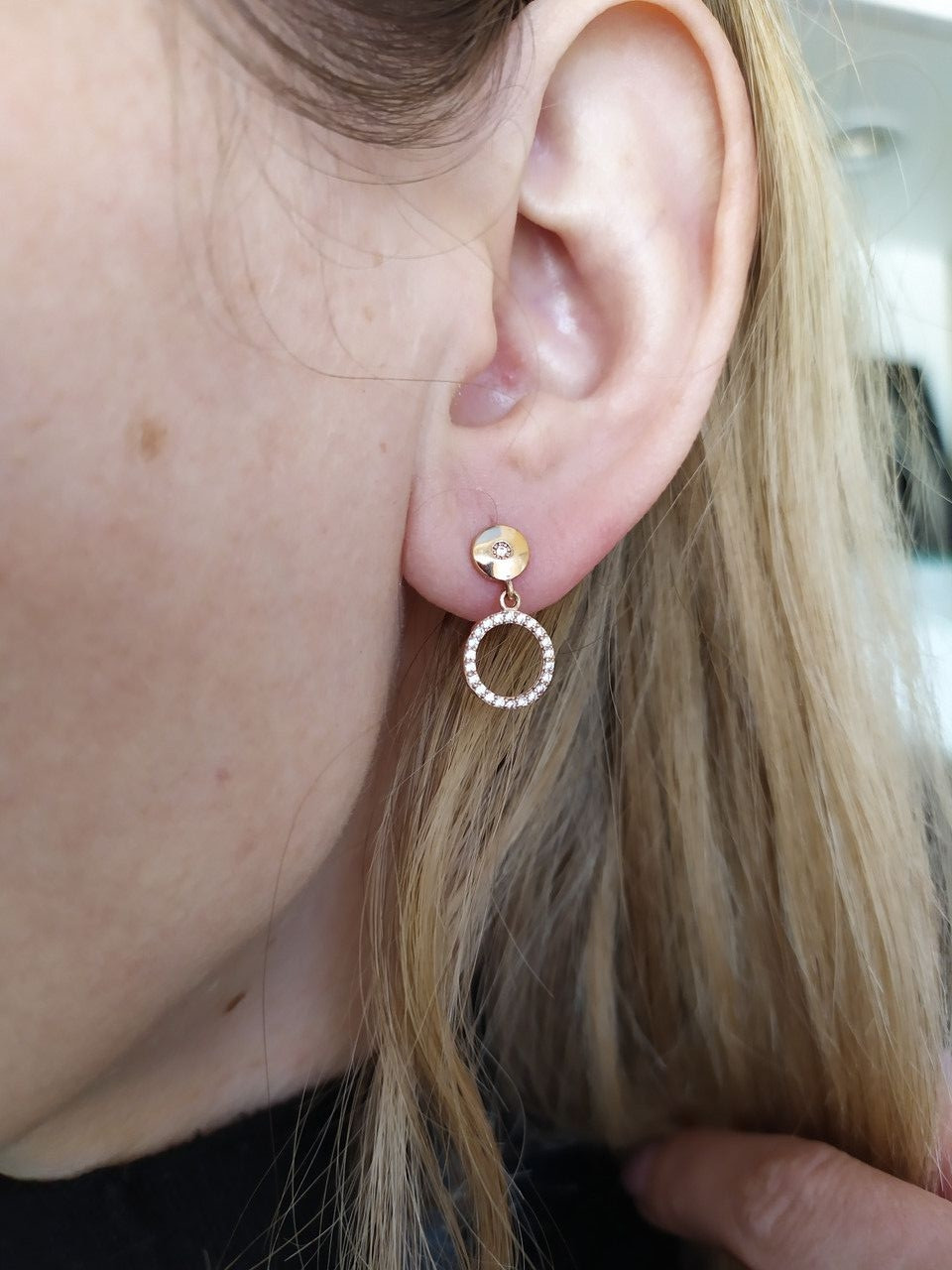 Золоті сережки гвоздики з цирконієм - Зображення 2