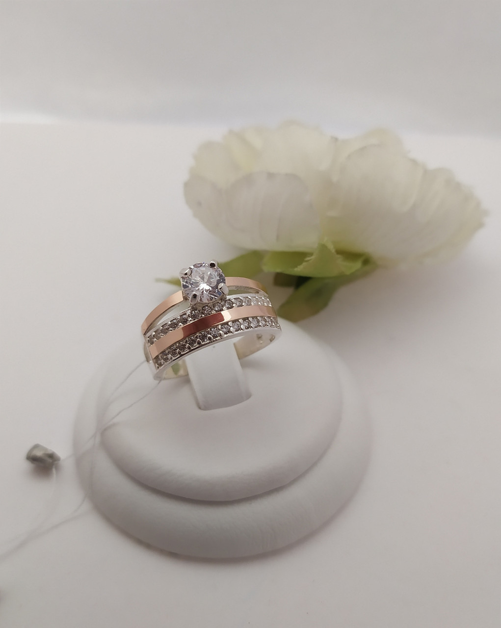 Кільце срібне 925 проби з золотими пластинами 375 проби