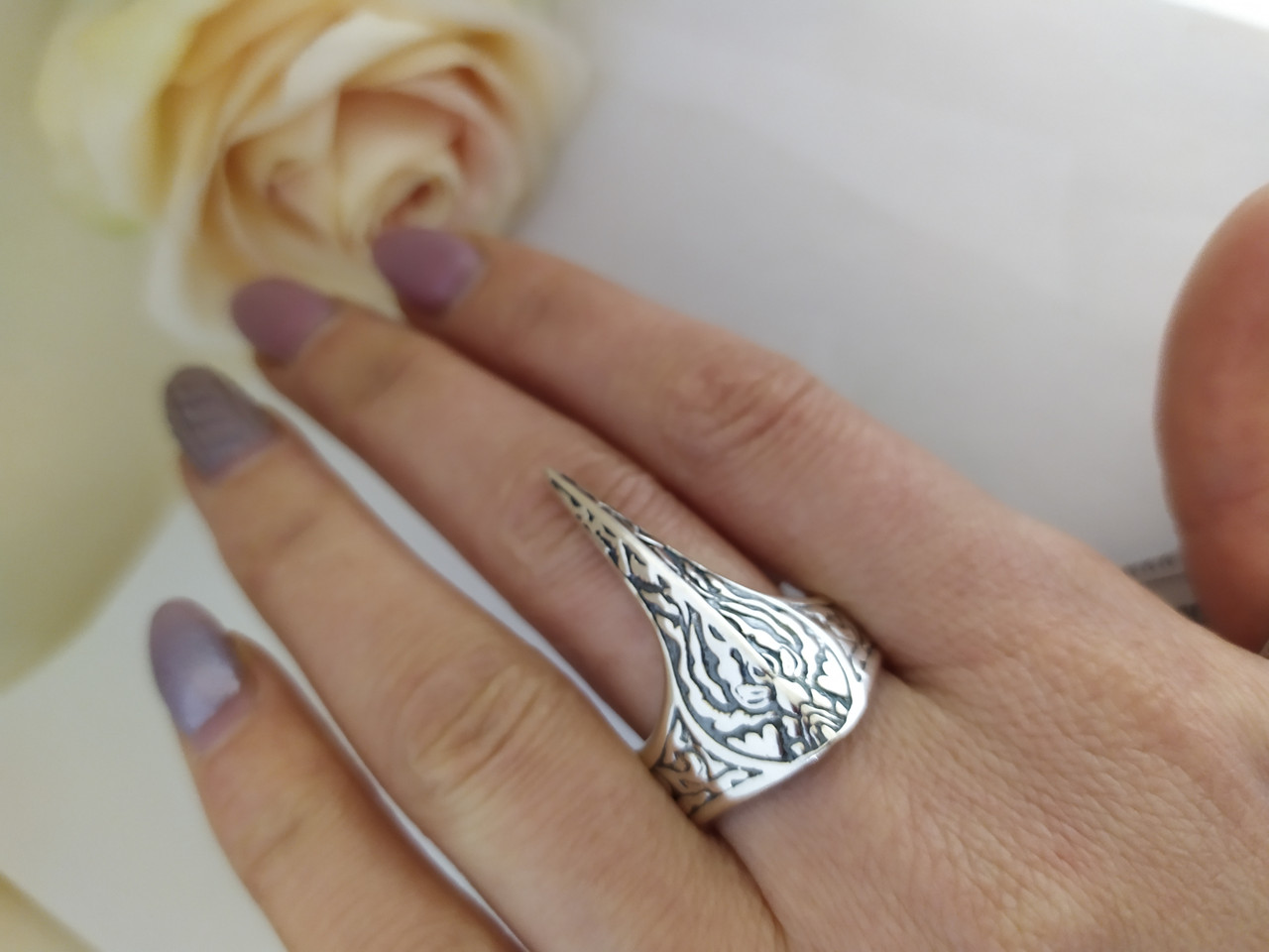 Срібний перстень кіготь дракона перстень байкерів 4433 - Зображення 2