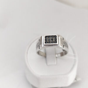 Срібний перстень з цирконієм Срібна чоловіча печатка з цирконієм перстень з чорним камінням