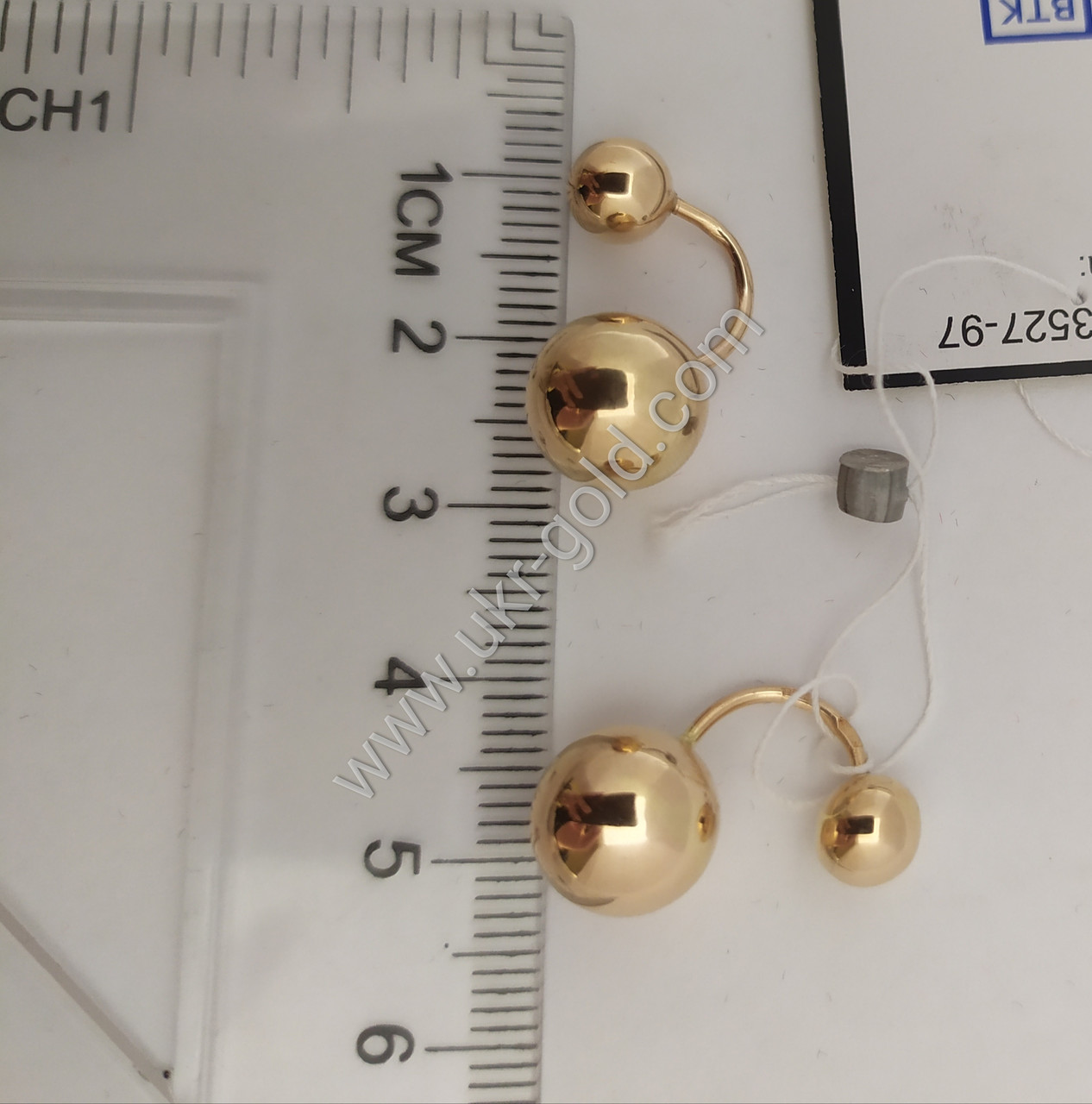 Золоті сережки матриці Діор кульками сережки гладкої.шари золоту. - Зображення 4