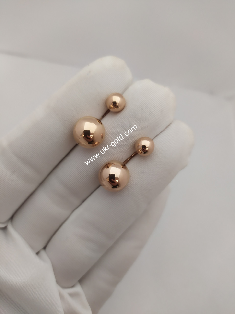 Золоті сережки матриці Діор кульками сережки гладкої.шари золоту. - Зображення 5