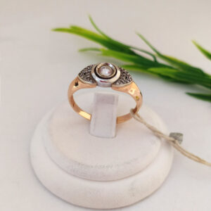 Перстень з червоного і білого золота 585 проби з цирконієм Золота печатка