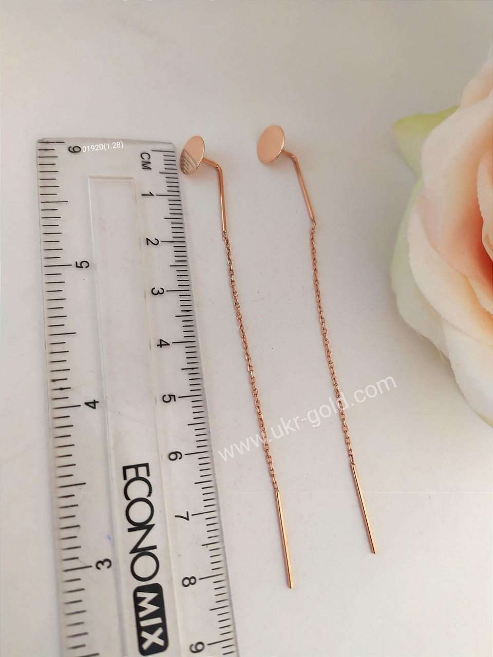 Золоті сережки протяжки золоті сережки висячі довгі золоті сережки 01920 - Зображення 2
