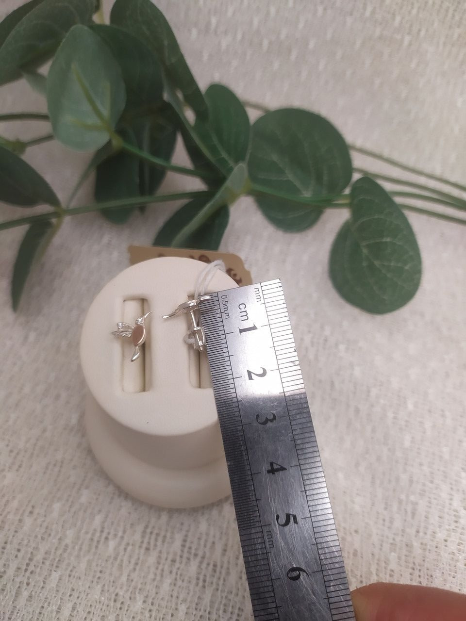 Срібні пумерети "колібрі" 925 проби з напаяною пластиною золота - Зображення 2