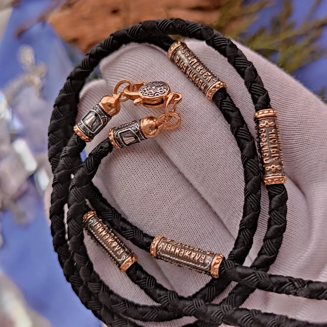 Срібний шнурок з позолотою.Шнурок зі вставками срібла.нитка на шию срібло.Шнурок на шию. - Зображення 4