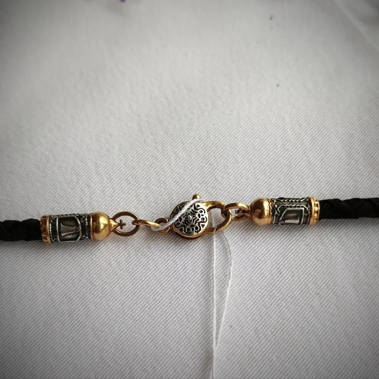 Срібний шнурок з позолотою.Шнурок зі вставками срібла.нитка на шию срібло.Шнурок на шию. - Зображення 6