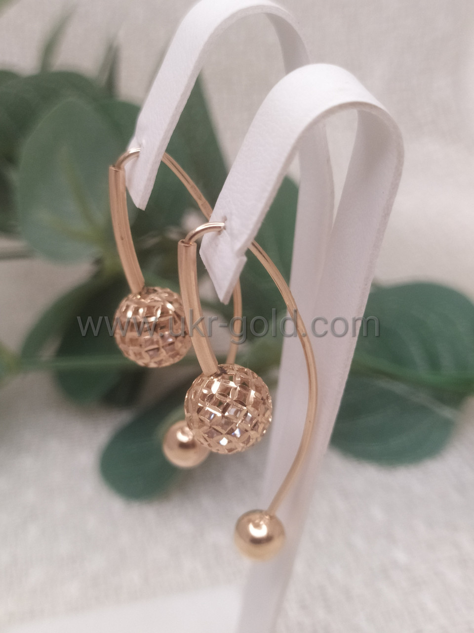 Золоті сережки 585 проби з фіанітами