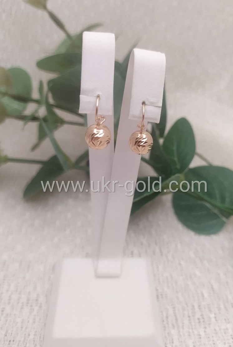 Золоті сережки з червоного золота 585 проби - Зображення 5