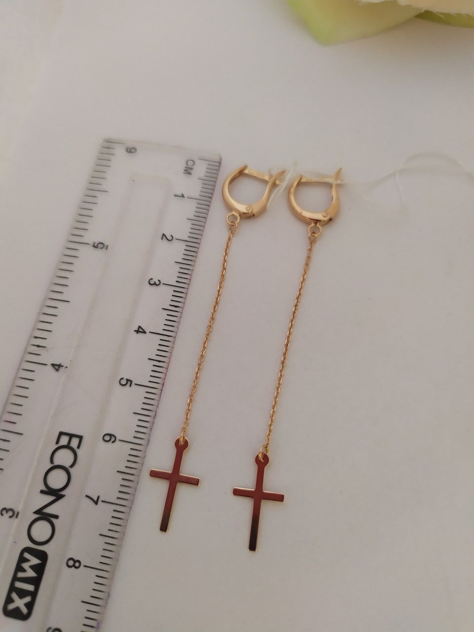 Золоті сережки хрестики золоті сережки хрестики золоті сережки висячі, довгі - Зображення 5