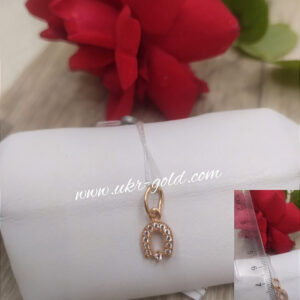 Золота підвіска підкова в червоному золоті 585 проби зі вставками цирконію