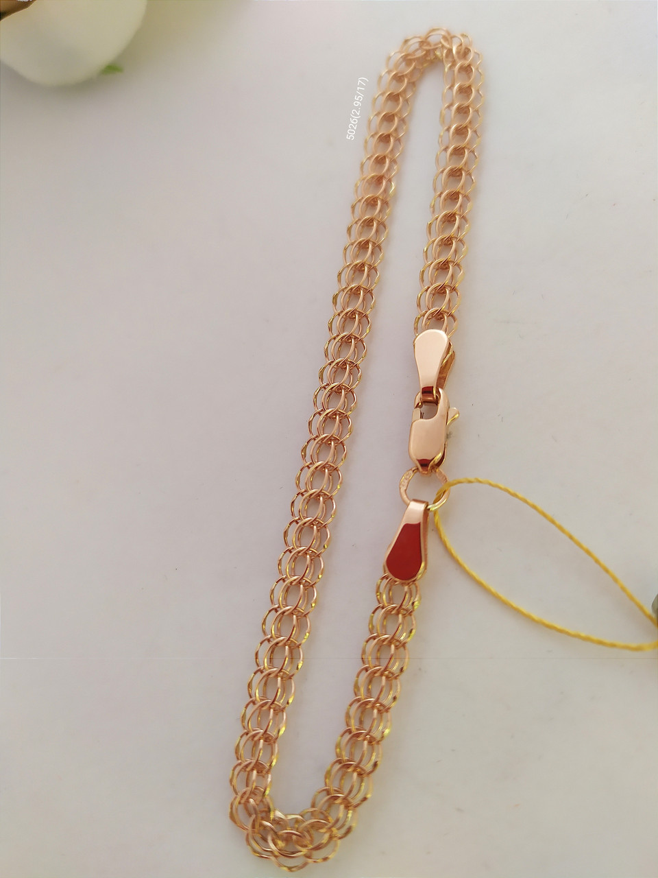 Золотий браслет 585 проби, золотий браслет кардинал, браслет на руку з червоного золота - Зображення 2