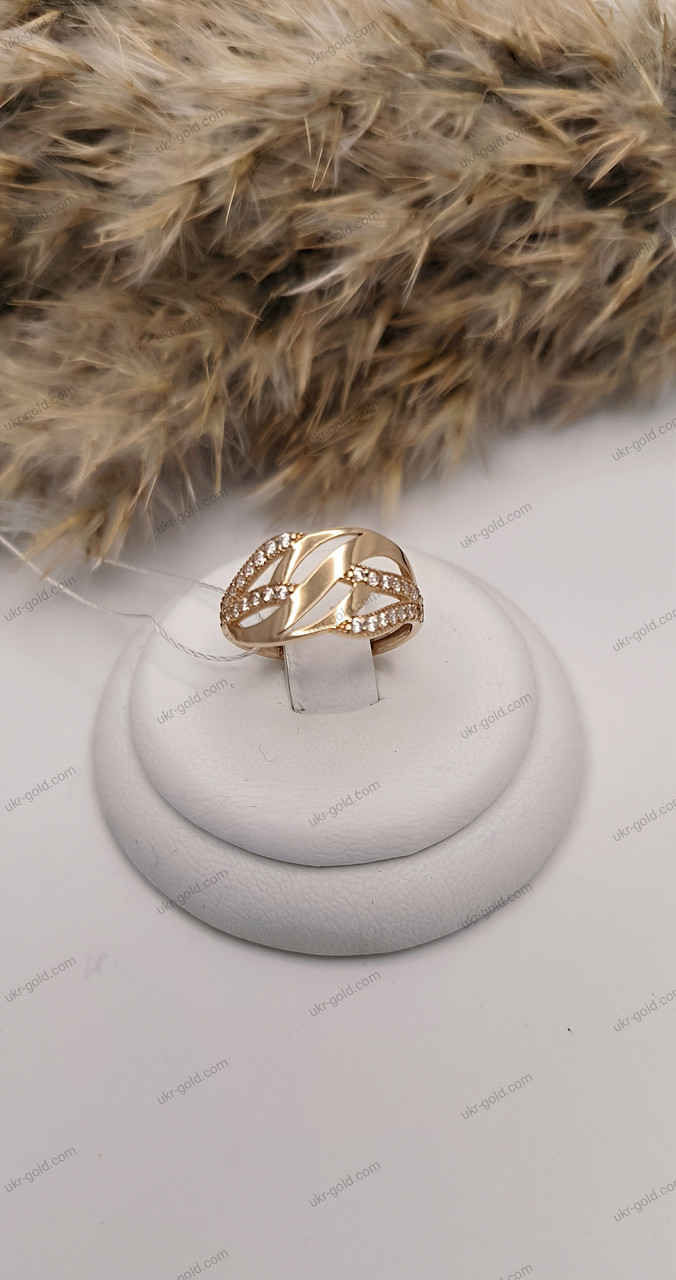 Золоте кільце c фіанітами. - Зображення 2