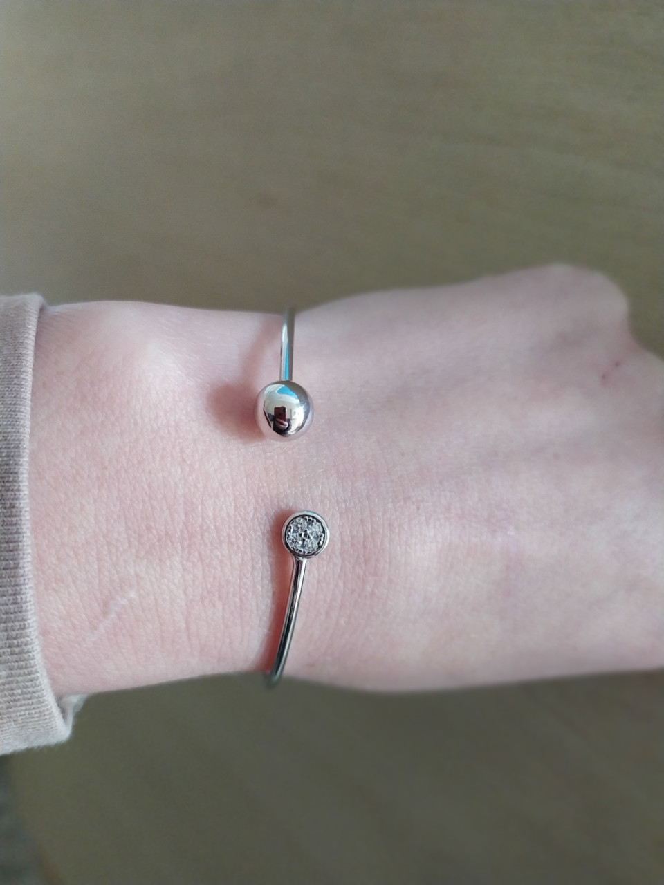 Срібний браслет стильний браслет з цирконієм жосткий серебряный браслет - Зображення 2