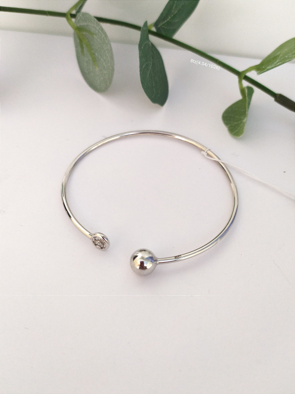 Срібний браслет стильний браслет з цирконієм жосткий серебряный браслет