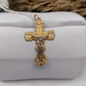Золотий хрестик 585 проби в червоному та білому золоті