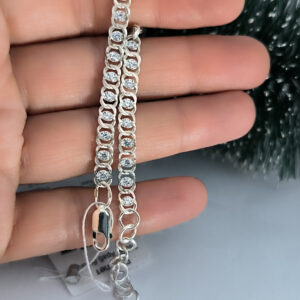 Срібний браслет 925 проби арабський бісмарк з вставкою фіаніту