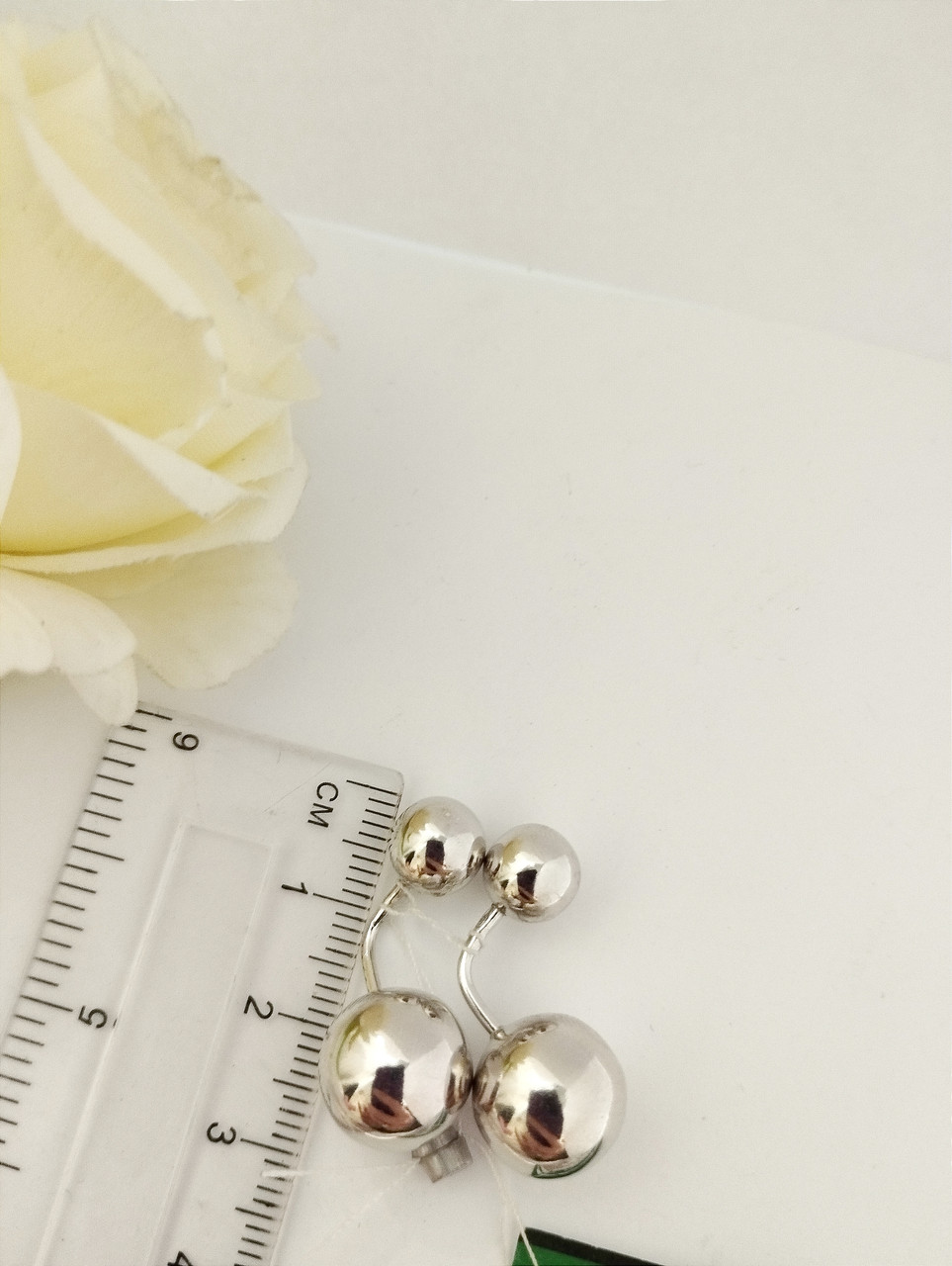 Стрибни сережки кульками, срібні сережки кульками, сережки матрьошки, сережки кулі - Зображення 2