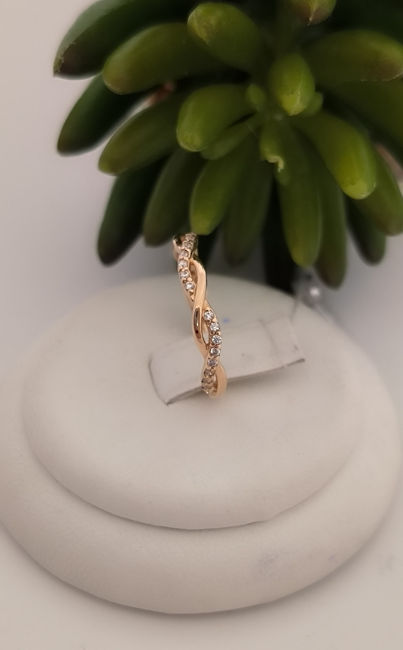 Золота каблучка 585 проби, золоте кільце з червоного золота з цирконієм - Зображення 2