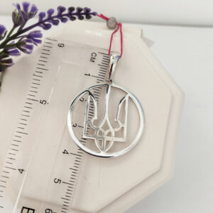 Срібний кулон трезуб, кулон герб патріотичні прикраси України