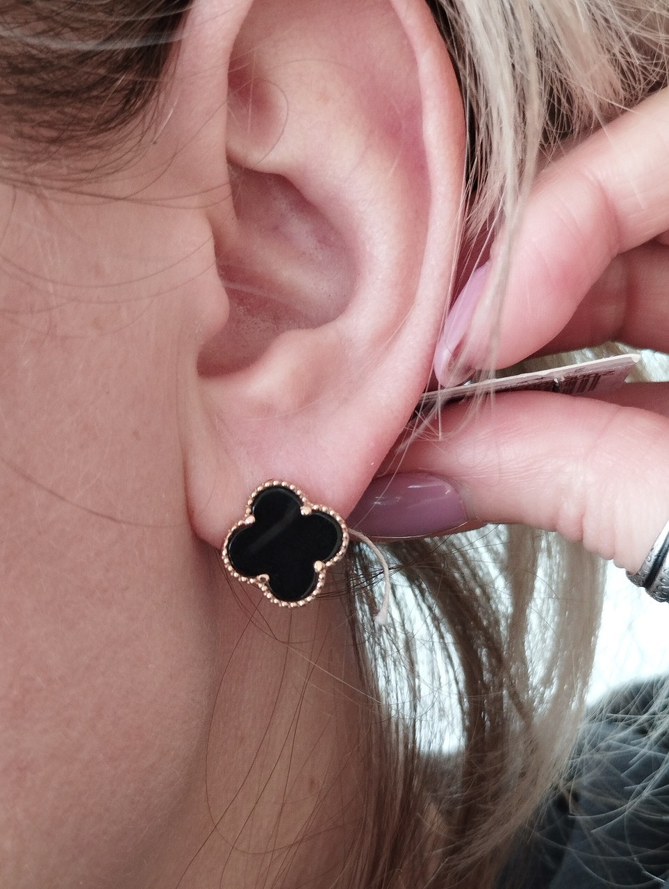 Золоті сережки, золоті сережки з оніксом - Зображення 4