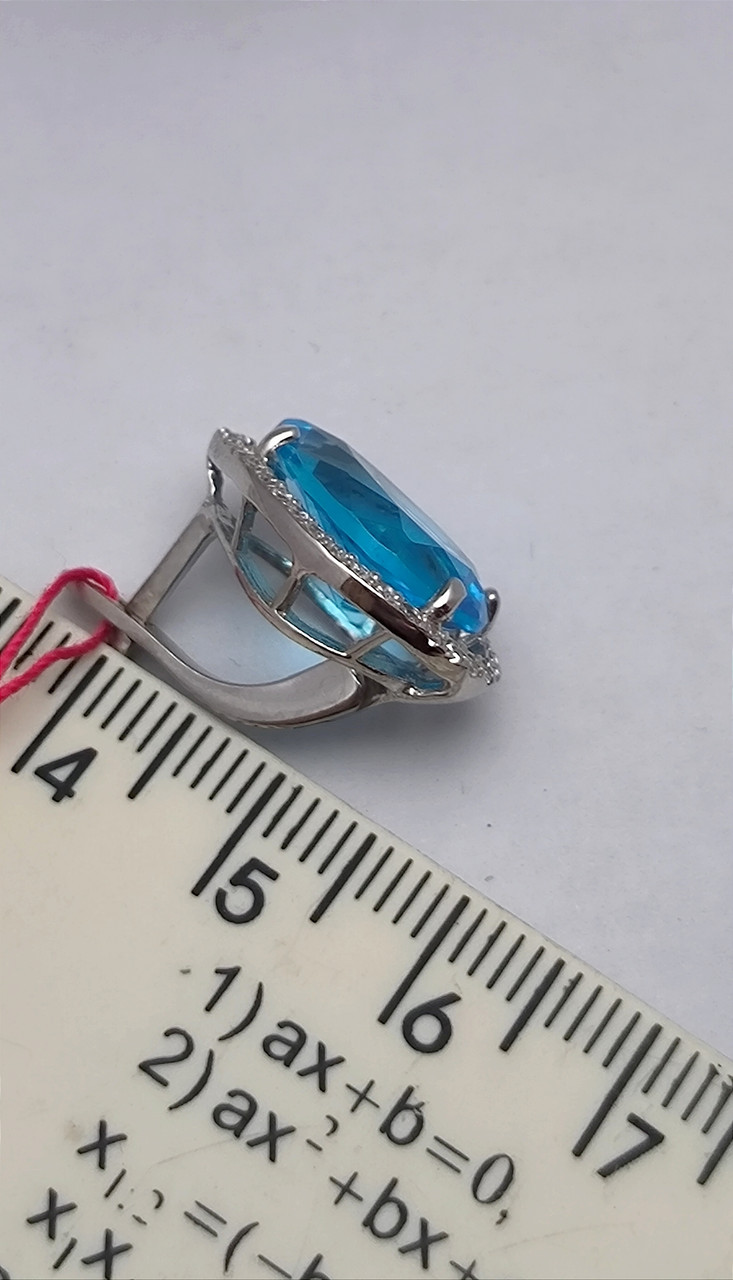 Срібні сережки 925 проби на англійськомку замку з вставкою цирконію - Зображення 3