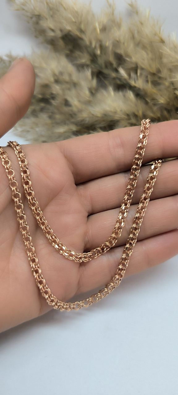 Золотий ланцюжок "Бісмарк" в червоному золоті 585 проби - Зображення 2