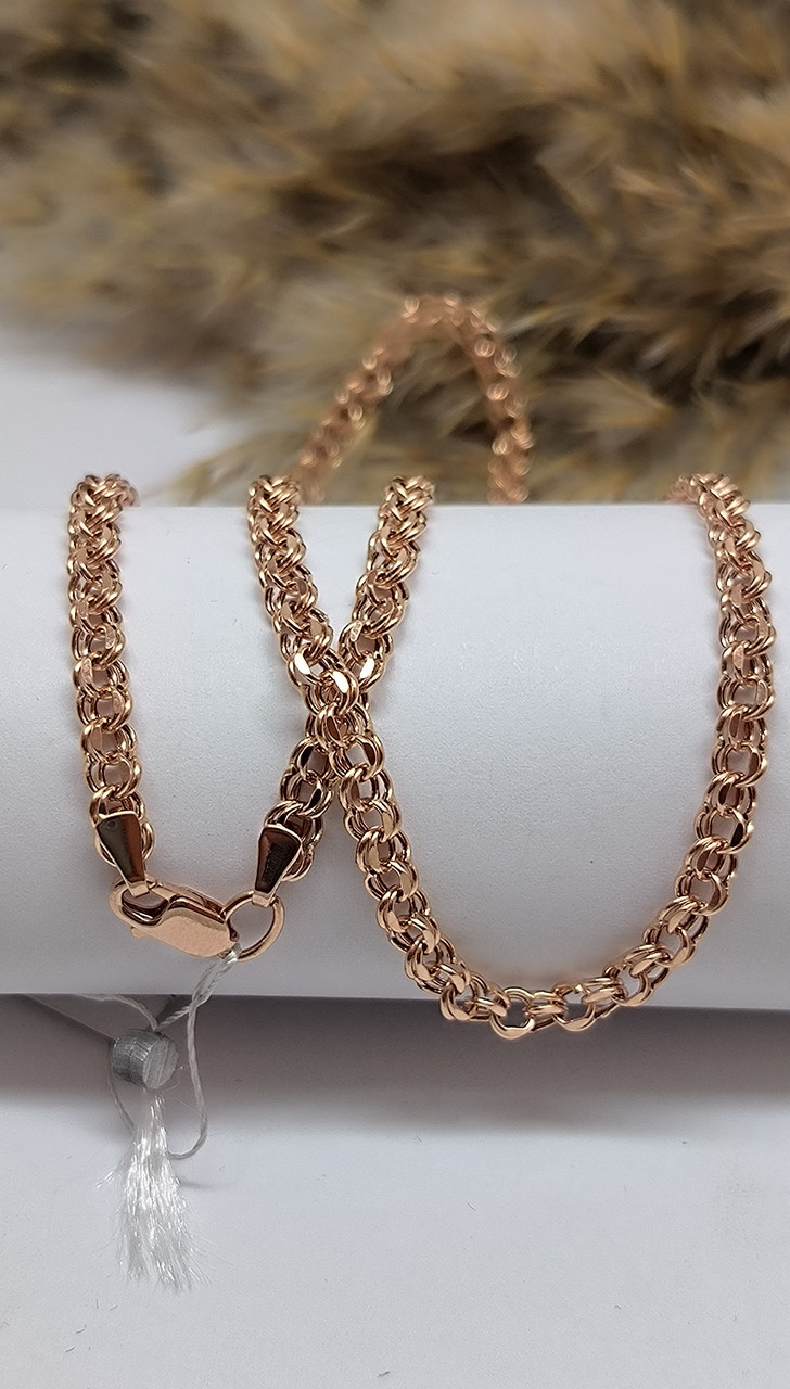 Золотий ланцюжок "Бісмарк" в червоному золоті 585 проби