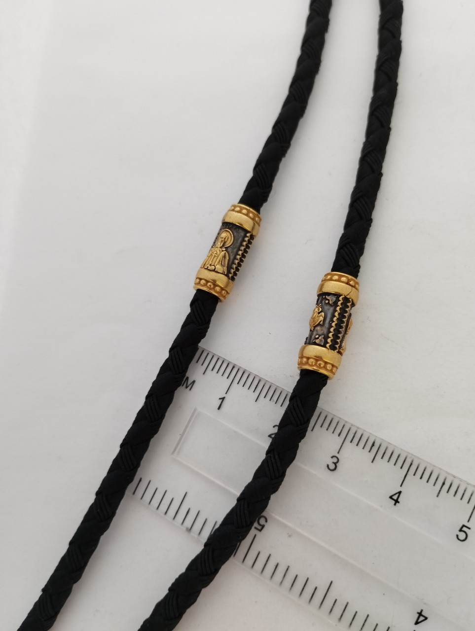 Срібний шнурок з позолотою.Шнурок зі вставками срібла.нитка на шию срібло.Шнурок на шию. - Зображення 3