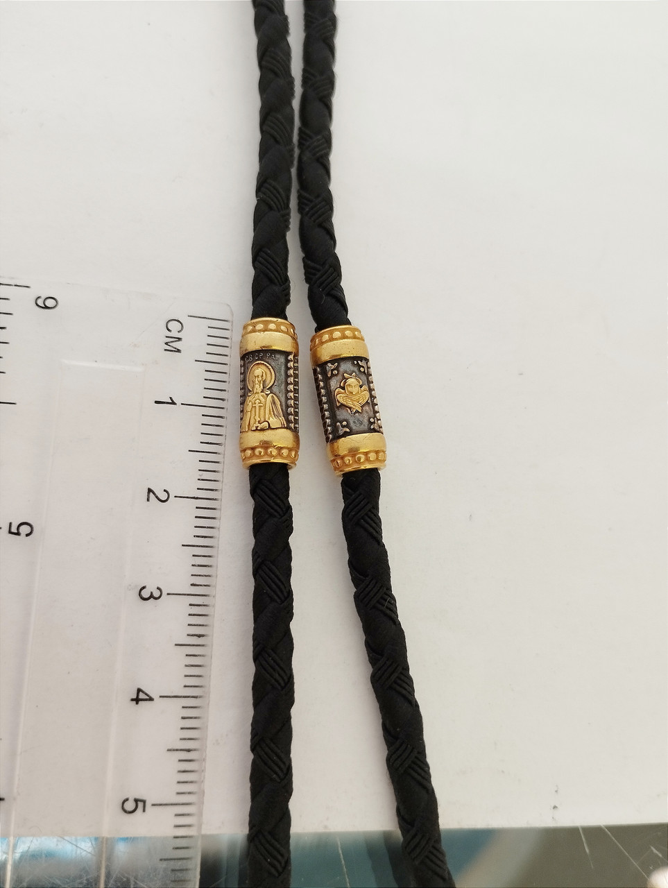 Срібний шнурок з позолотою.Шнурок зі вставками срібла.нитка на шию срібло.Шнурок на шию. - Зображення 2