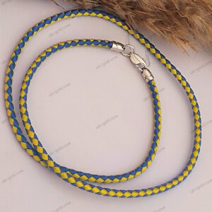 4329400308_zhovto-blakitnij-shnurok-z.jpg Жовто-блакитний шнурок з срібними вставками 925 проби