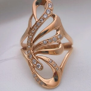 Каблучка з червоного золота 585 проби з вставкою цирконію