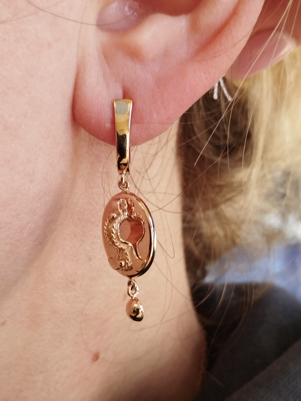 Золоті сережки самоварі золоті сережки самовари золоті сережки висячі - Зображення 4