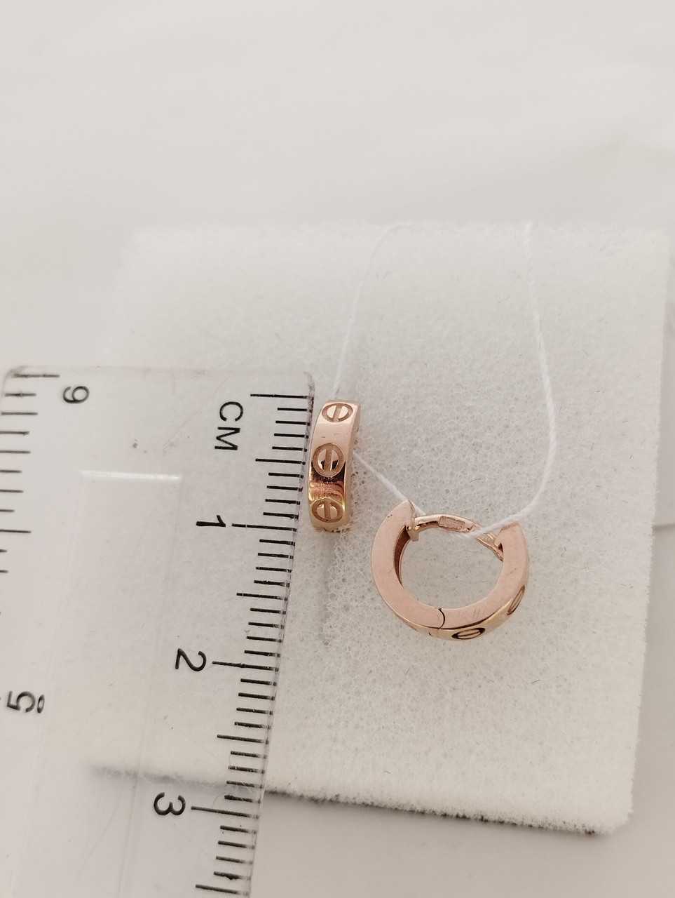 Золоті сережки без каміння серьги кольца из красного золота - Зображення 2