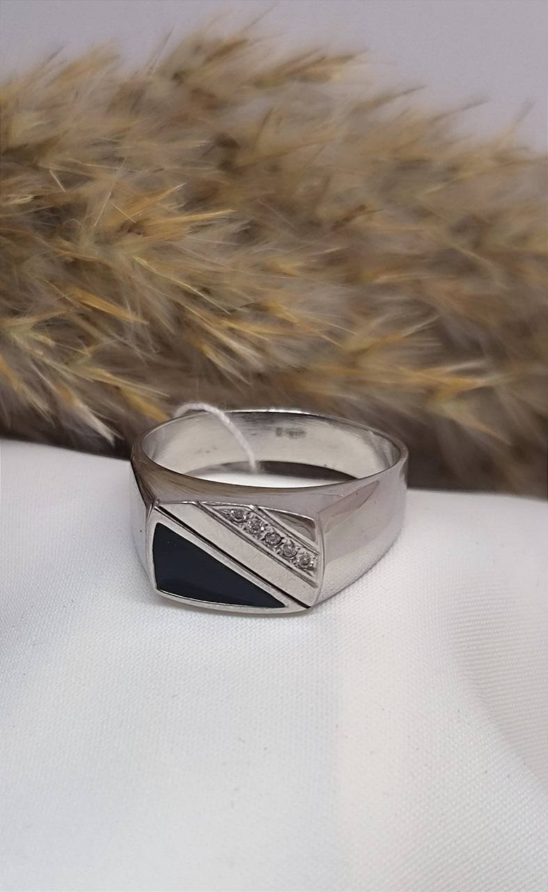 Срібний чоловічий перстень 925 проби з вставкою цирконію